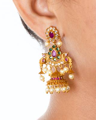 Gold emerald   jhumkas 2