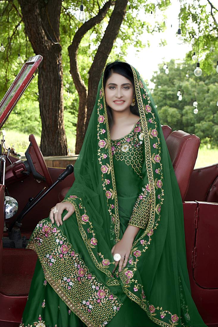 Fashion Kreza Women's Heavy Embroidered Work Sharara Suit with Dupatta