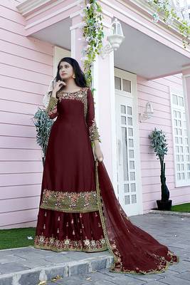 Fashion Kreza Women's Heavy Embroidered Work Sharara Suit with Dupatta 1