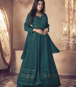 Teal-green sequins georgette salwar