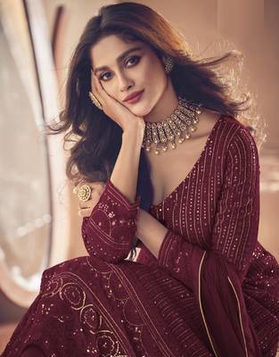 Maroon sequins georgette salwar 2