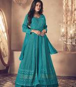 Cyan sequins georgette salwar