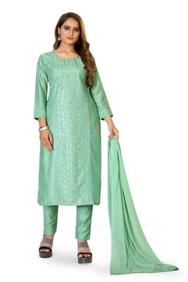Lime embroidered silk silk-kurtis 1