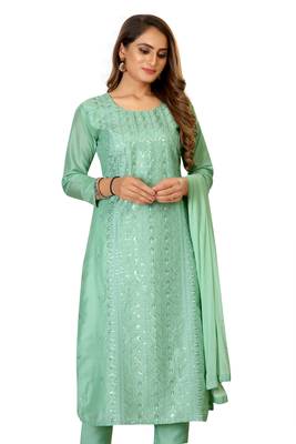 Lime embroidered silk silk-kurtis 4