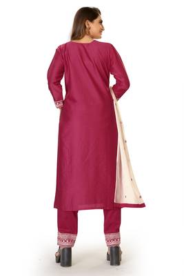 Rani-pink embroidered silk silk-kurtis 2
