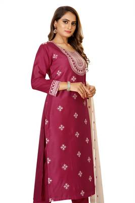 Rani-pink embroidered silk silk-kurtis 3