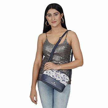 Dark Blue Floral Sling Bag 4
