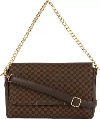 Brown Checkered FLAPOVER CLUTCH 1
