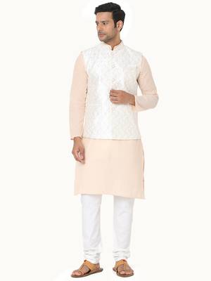 White woven art silk nehru-jacket 5