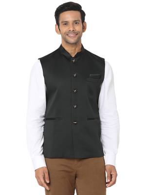 Grey woven art silk nehru-jacket 1