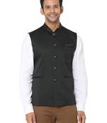 Grey woven art silk nehru-jacket