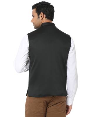 Grey woven art silk nehru-jacket 2