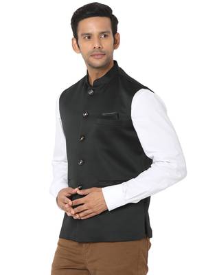 Grey woven art silk nehru-jacket 3