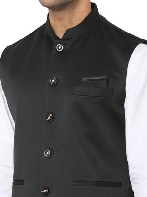 Grey woven art silk nehru-jacket 4