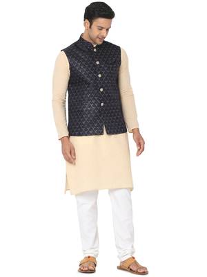 Blue woven art silk nehru-jacket 5