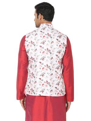 White woven art silk nehru-jacket 2