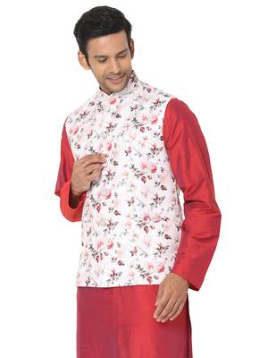 White woven art silk nehru-jacket 3