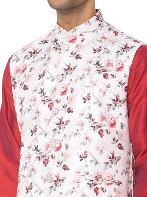 White woven art silk nehru-jacket 4