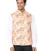 Yellow woven art silk nehru-jacket