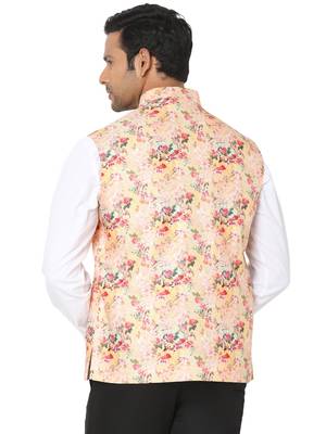 Yellow woven art silk nehru-jacket 2