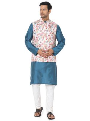Pink woven art silk nehru-jacket 5