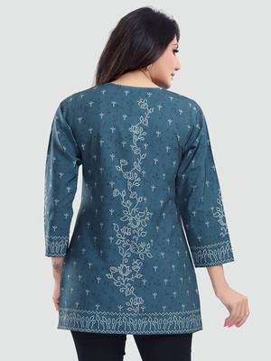 Grey printed crepe short-kurtis 3