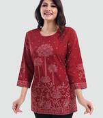 Red printed crepe short-kurtis