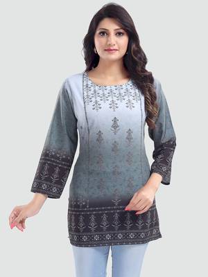 Multicolor printed crepe short-kurtis 1