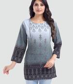 Multicolor printed crepe short-kurtis