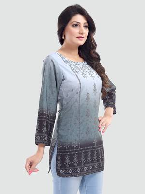 Multicolor printed crepe short-kurtis 2