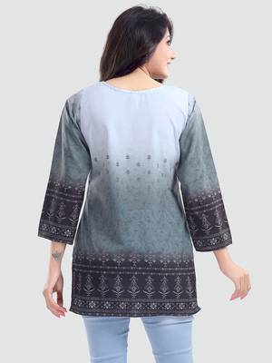 Multicolor printed crepe short-kurtis 3
