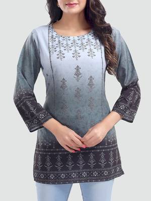 Multicolor printed crepe short-kurtis 4