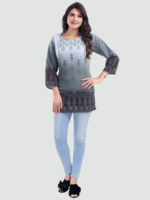 Multicolor printed crepe short-kurtis 5