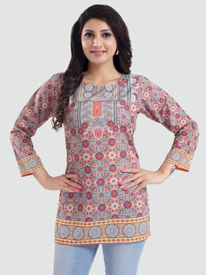 Multicolor printed crepe short-kurtis 1