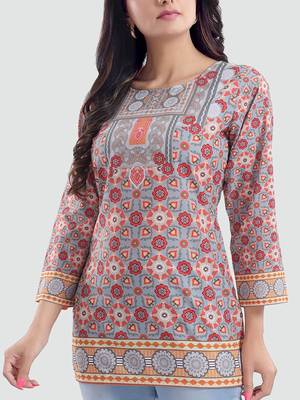 Multicolor printed crepe short-kurtis 4