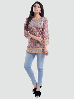 Multicolor printed crepe short-kurtis 5