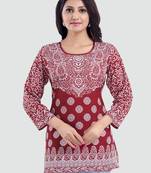 Red printed crepe short-kurtis
