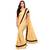 Gold plain faux lycra saree with blouse