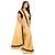 Gold plain faux lycra saree with blouse