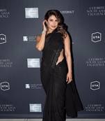 Black embroidered georgette saree with blouse