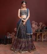 Blue Silk Bandhani Lehenga Choli with Zari Work