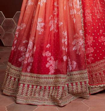 Gorgeous Orange Zari Embroidered Designer Organza Designer Lehenga Choli with Dupatta 3