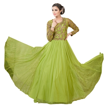 parrot green long frocks