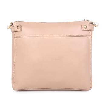 Beige Structured Solid Sling Bag- Extra Spacious Sling 3