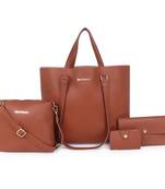 Tan Brown Structured Solid Shoulder Shopper Tote Bag with Sling ,wallet pouch and card holder