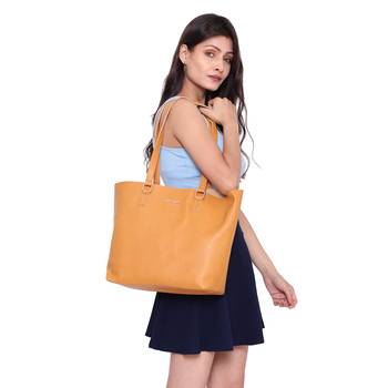 Yellow Mustard Structured Solid Shoulder Shopper Tote Bag with Sling ,wallet pouch and card holder 5