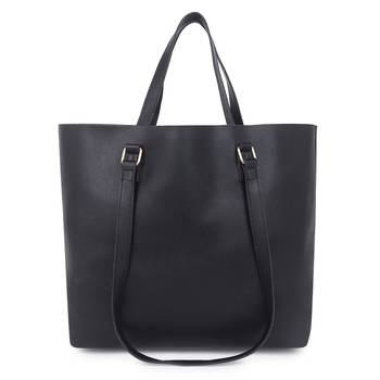 Black Structured Solid Shoulder Tote Bag with wallet pouch and card holder 2