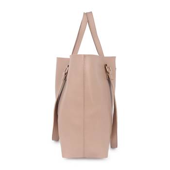 Beige Structured Solid Shoulder Tote Bag with wallet pouch and card holder 3