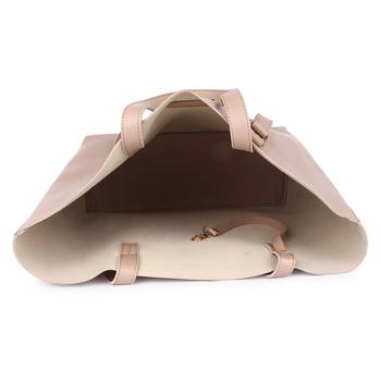 Beige Structured Solid Shoulder Tote Bag with wallet pouch and card holder 4