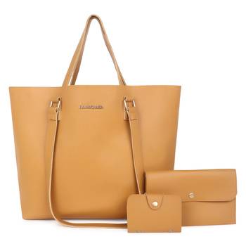 Yellow Musturd Structured Solid Shoulder Tote Bag with wallet pouch and card holder 1